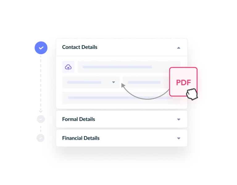 An image of a contact details page with an arrow pointing to a pdf.